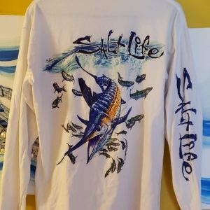 White Salt Life Long Sleeve T-shirt Sailfish